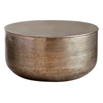 Artesia Round Metal Coffee Table In Antique Brass