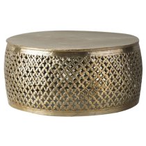 Khaliah Round Metal Coffee Table In Light Gold