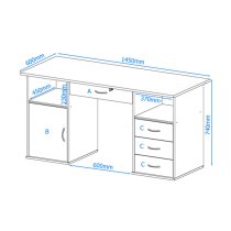 Dolce Wooden Laptop Desk With 3 Drawers In Oak