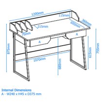 Stanwick Wooden Laptop Desk With 2 Drawers In Oak And Black