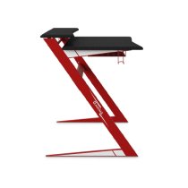 Adrian Metal Gaming Desk With Carbon Fibre Effect And Red Legs