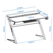 Adrian Metal Gaming Desk With Carbon Fibre Effect And Red Legs