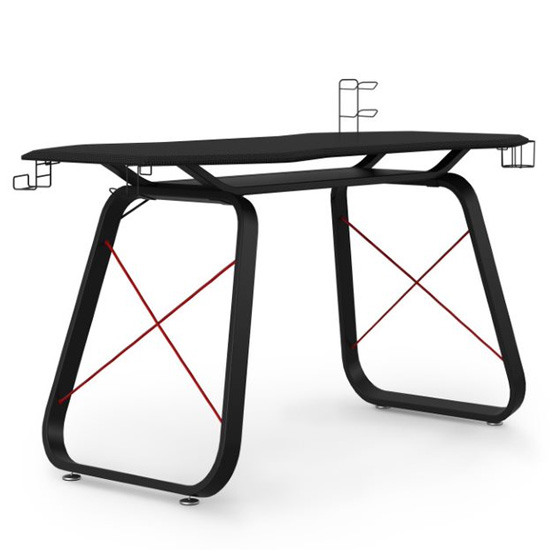 Oakland Metal Gaming Desk With Carbon Fibre And Black Legs