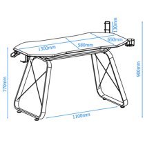 Oakland Metal Gaming Desk With Carbon Fibre And Black Legs