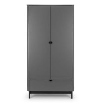 Cadhla Wooden Wardrobe in Strom Grey With 2 Doors And 1 Drawer