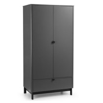 Cadhla Wooden Wardrobe in Strom Grey With 2 Doors And 1 Drawer