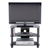 Estero Small Glass TV Stand With Metal Frame In Black