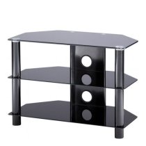 Estero Small Glass TV Stand With Metal Frame In Black