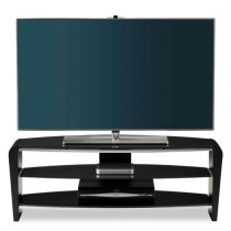 Finchley Glass TV Stand With 2 Shelves In Black