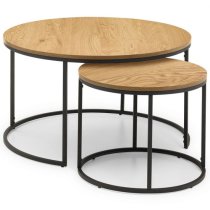 Barnett Wooden Round Nesting Coffee Table In Oak