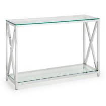 Maemi Glass Console Table With Chrome Stainless Steel Frame