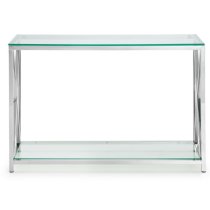 Maemi Glass Console Table With Chrome Stainless Steel Frame