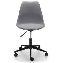 Edolie PU Fabric Office Chair In Grey And Chrome