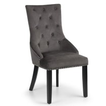 Valene Knockerback Grey Velvet Dining Chairs In Pair