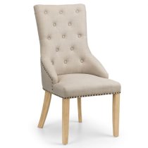 Landen Button Back Oatmeal Linen Dining Chairs In Pair