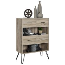 London Wooden Bookcase In Distressed Grey Oak