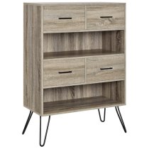 London Wooden Bookcase In Distressed Grey Oak