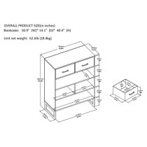 Condon Wooden Bookcase With 4 Fabric Bins In Brown