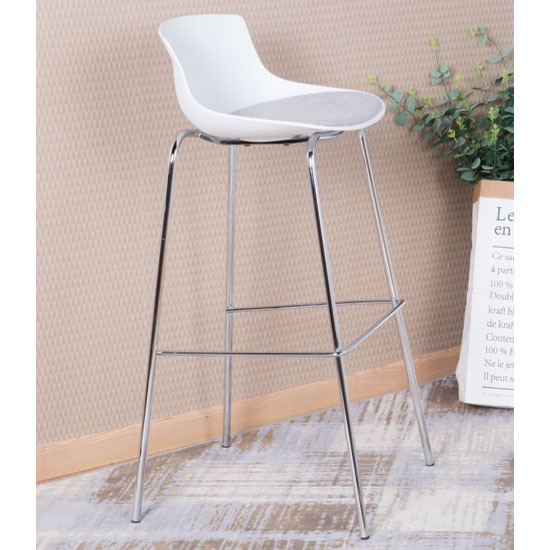 Hinton Plastic Bar Stool With Fabric Seat In White