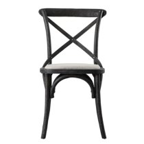 Caria Cross Back Black Wooden Dining Chairs In Pair