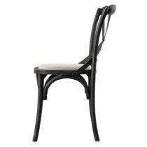 Caria Cross Back Black Wooden Dining Chairs In Pair