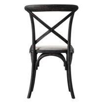 Caria Cross Back Black Wooden Dining Chairs In Pair