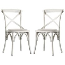 Caria Cross Back Natural Wooden Dining Chairs In Pair