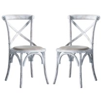 Caria Cross Back White Wooden Dining Chairs In A Pair