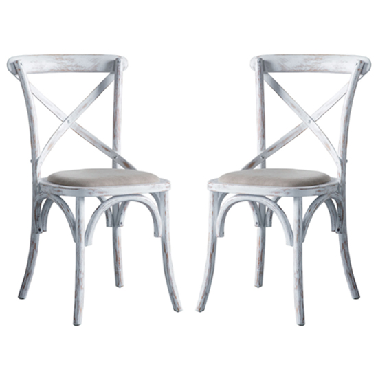 Caria Cross Back White Wooden Dining Chairs In A Pair