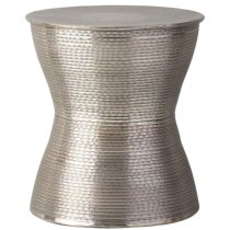 Kariba Round Metal Side Table In Antique Silver