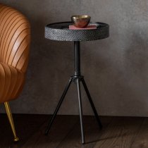 Pilsen Round Metal Side Table In Antique Black