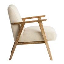 Neelan Fabric Armchair With Wooden Frame In Natural