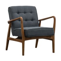 Hombre Leather Armchair With Oak Frame In Dark Grey