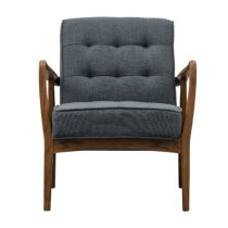 Hombre Leather Armchair With Oak Frame In Dark Grey