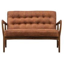 Hombre Upholstered Leather 2 Seater Sofa In Vintage Brown