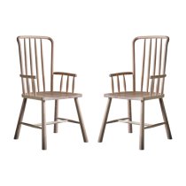 Burbank Oak Wood Carver Dining Chairs In Pair