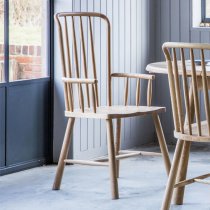 Burbank Oak Wood Carver Dining Chairs In Pair