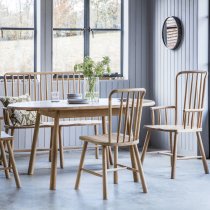 Burbank Oak Wood Carver Dining Chairs In Pair