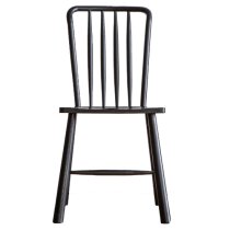 Burbank Black Oak Wood Dining Chairs In Pair