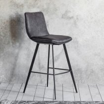 Palmar Grey Faux Leather Bar Stools With Metal Legs In A Pair