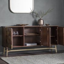 Gillette Acacia Sideboard With 3 doors In Brown And Gold