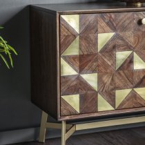 Gillette Acacia Sideboard With 3 doors In Brown And Gold