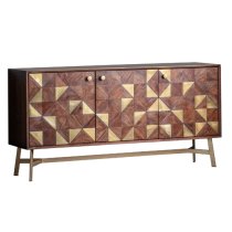 Gillette Acacia Sideboard With 3 doors In Brown And Gold