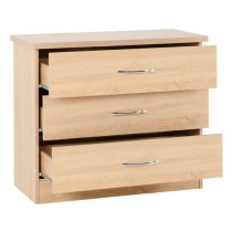 Mark Narrow Wooden Chest Of 3 Drawers In Sonoma Oak