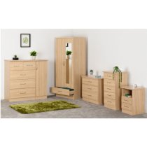 Mark Narrow Wooden Chest Of 3 Drawers In Sonoma Oak