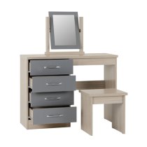 Mark Oak Wooden Dressing Table Set With Grey Gloss Front