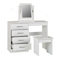 Mark Oak Wooden Dressing Table Set With White Gloss Front