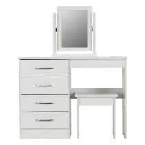 Mark Oak Wooden Dressing Table Set With White Gloss Front