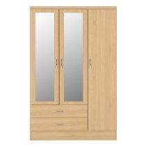 Mark Wooden Wardrobe With 3 Doors 2 Drawers In Sonoma Oak