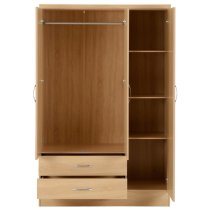 Mark Wooden Wardrobe With 3 Doors 2 Drawers In Sonoma Oak